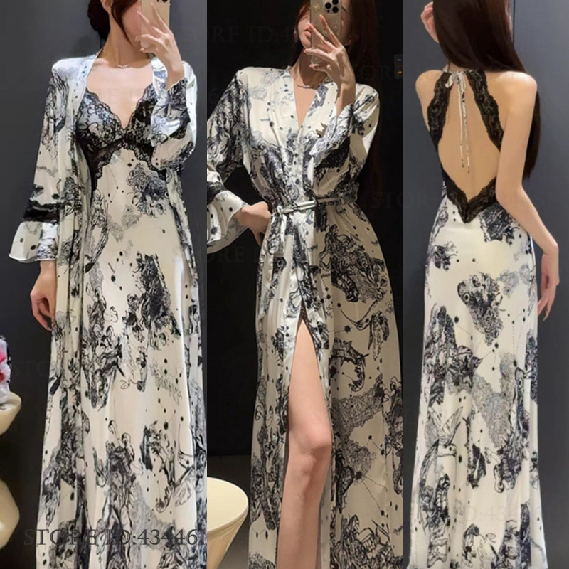 Summer Nights Clothing - Elegant Print Flower Womens Long Robe