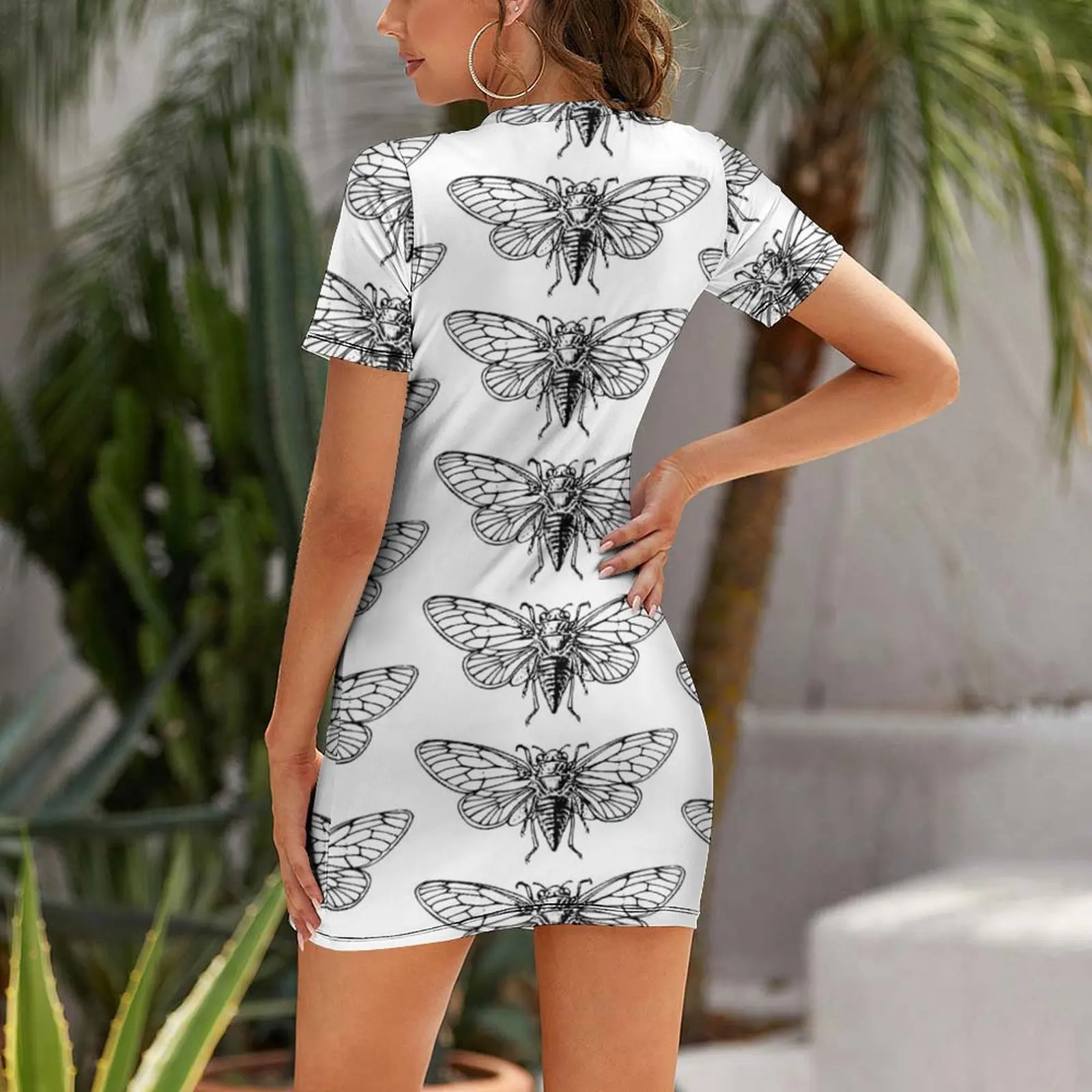 Vintage Cicada Drawing Short-S - Summer Clothing Drawing ulasan dan harga