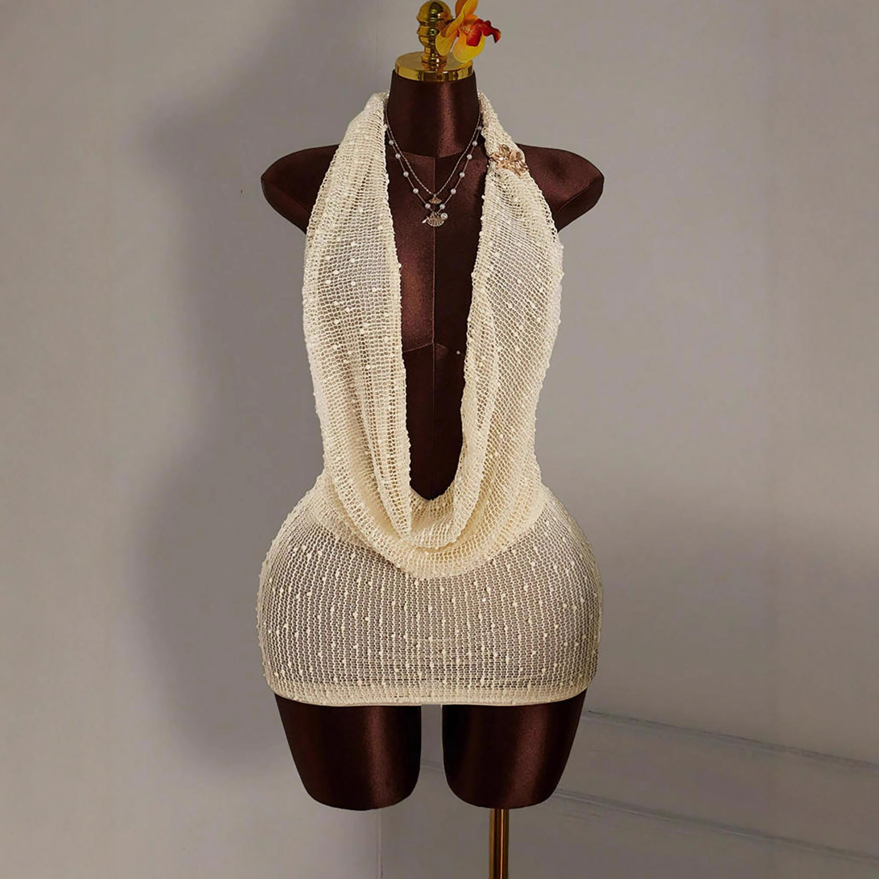 Knitted Bodycon Mini Dress Wom - Summer Clothing Drawing ulasan dan harga
