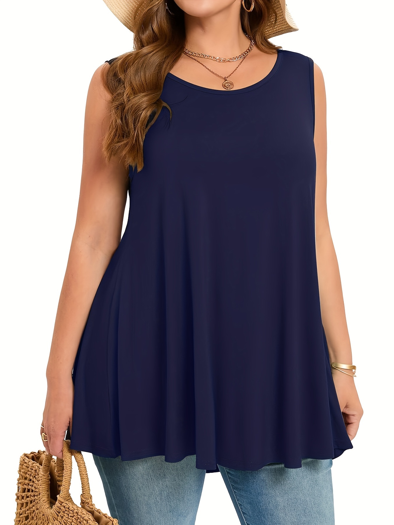 Plus Size Simple Solid Tank To - Summer Clothing For Plus Size Women ulasan dan harga