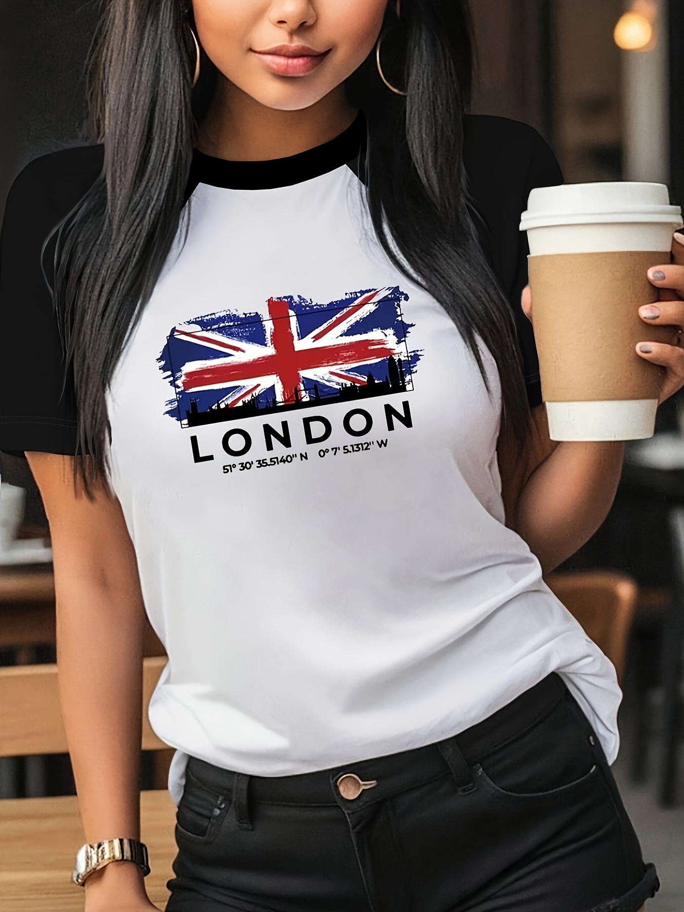 LONDON Graphic Print T-shirt S - Summer Clothing London ulasan dan harga
