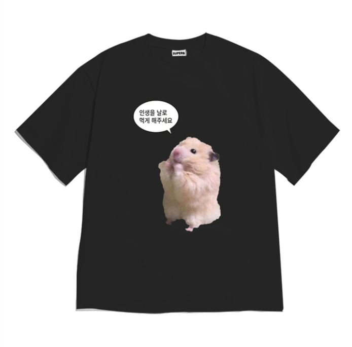 Funny Hamster Meme Graphic T-S - Summer Clothing Teens ulasan dan harga