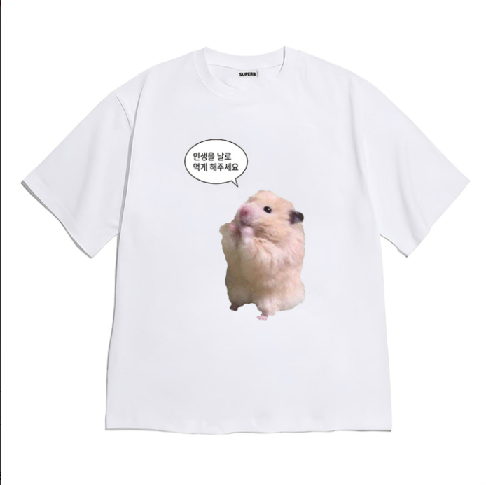 Funny Hamster Meme Graphic T-S - Summer Clothing Teens ulasan dan harga