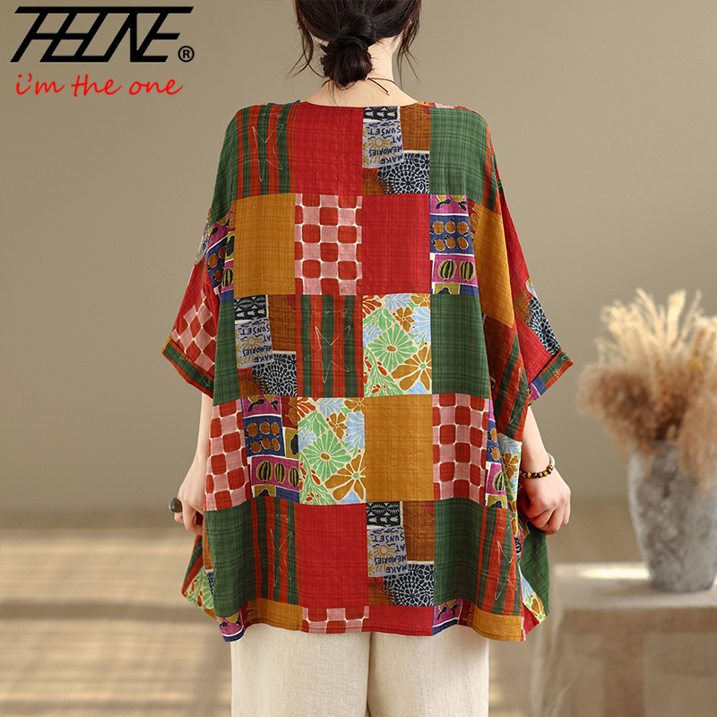 THHONE Women Shirts Print Loos - Summer Clothing For Plus Size Women ulasan dan harga
