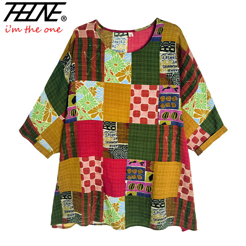 THHONE Women Shirts Print Loos - Summer Clothing For Plus Size Women ulasan dan harga