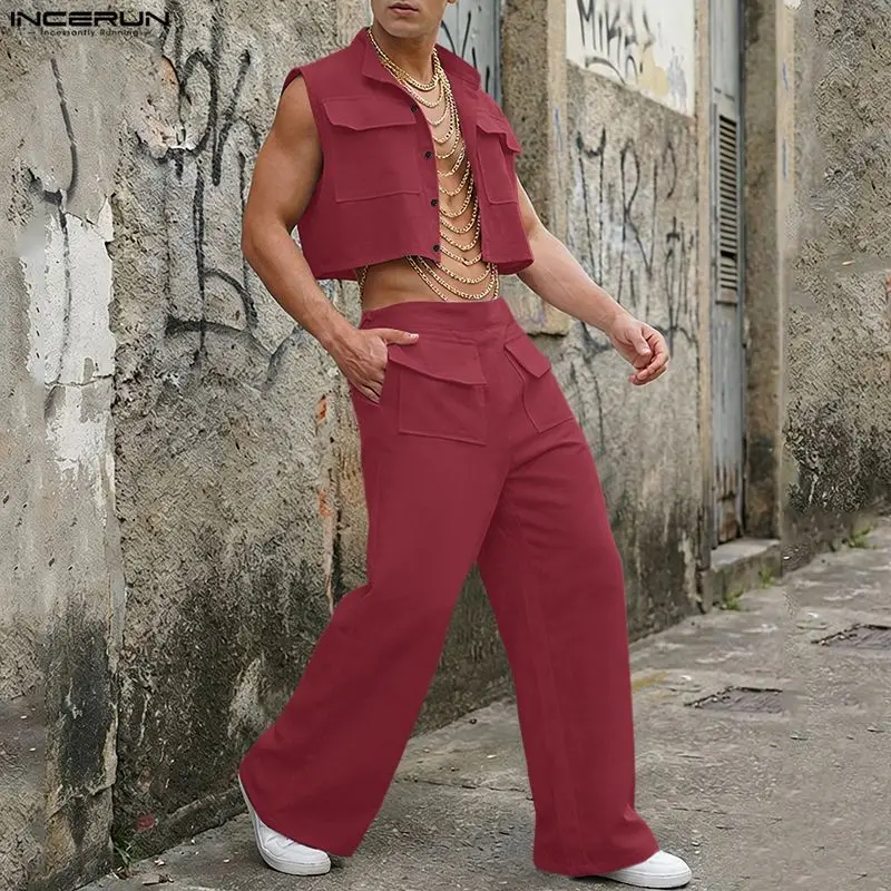 INCERUN Men Sets Solid Sleevel - Summer Clothing Trend ulasan dan harga