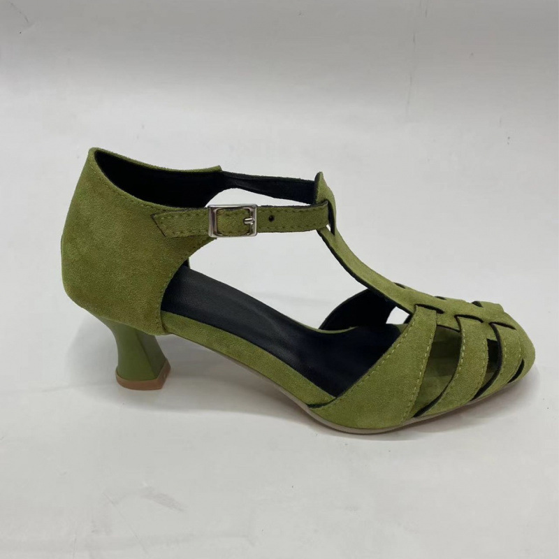 Women's Green Suede Kitten Hee - Summer Clothing Elegant ulasan dan harga