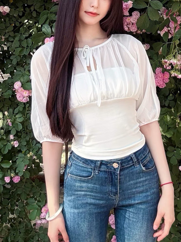 Mulberry Silk-Paneled Top with - Summer Clothing Shops ulasan dan harga