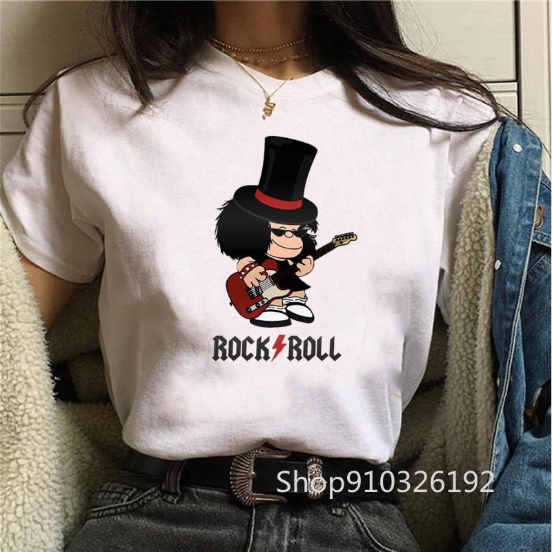 Rock Roll Mafalda tshirt Funny - Summer Clothing Teens ulasan dan harga