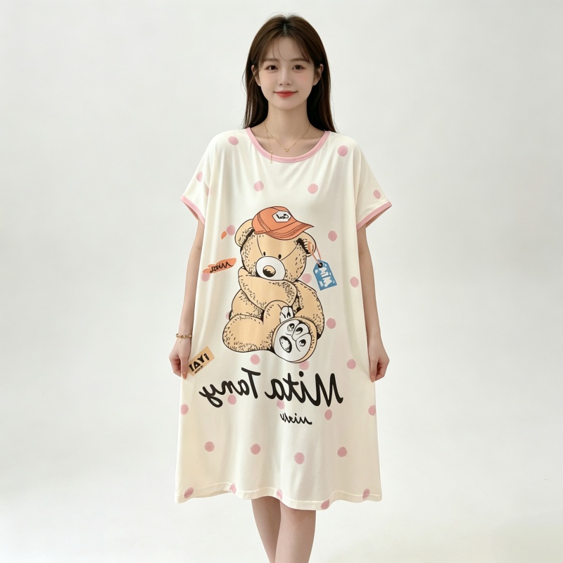Women Cute Bear Print Nightgow - Summer Nights Clothing ulasan dan harga