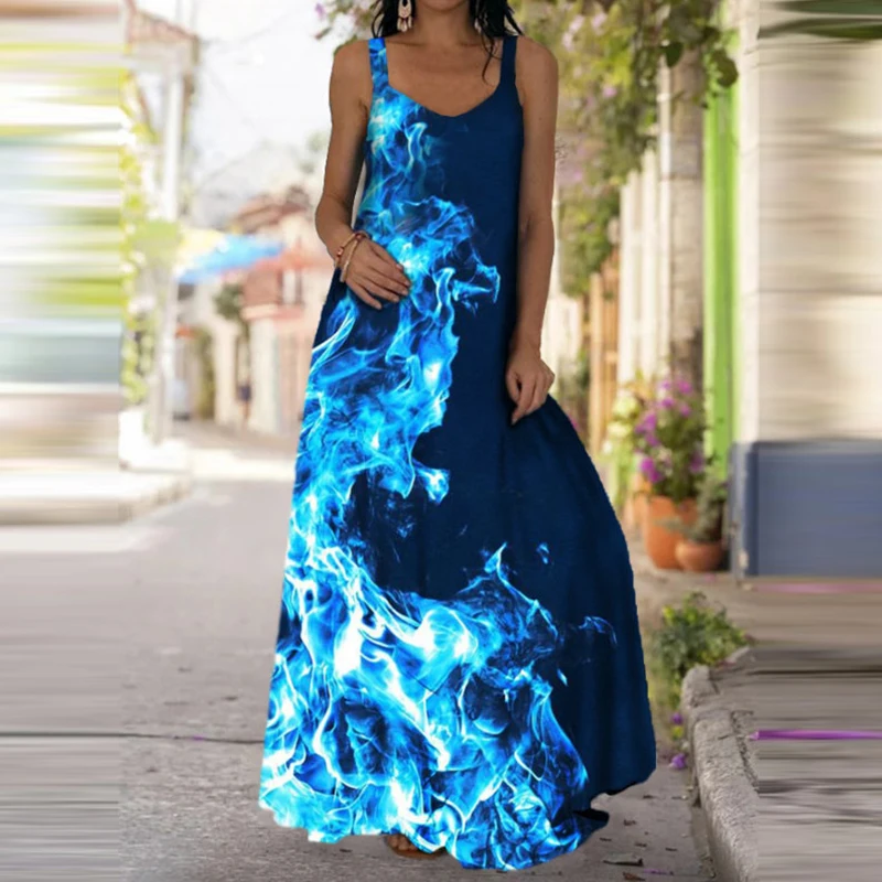 Women's Fashionable Flame Prin - Summer Clothing Elegant ulasan dan harga