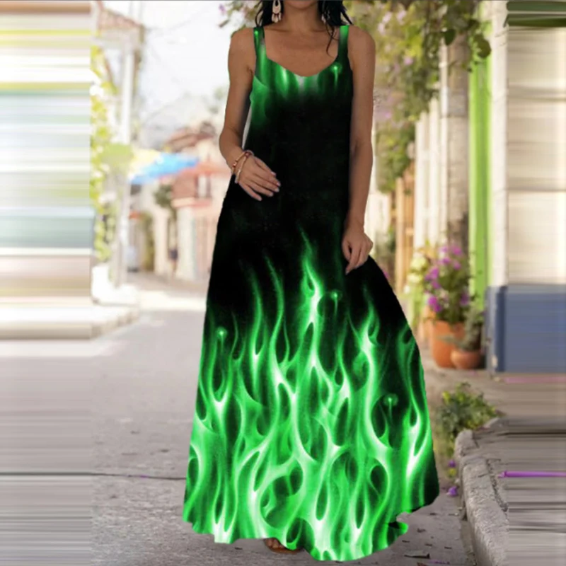 Women's Fashionable Flame Prin - Summer Clothing Elegant ulasan dan harga