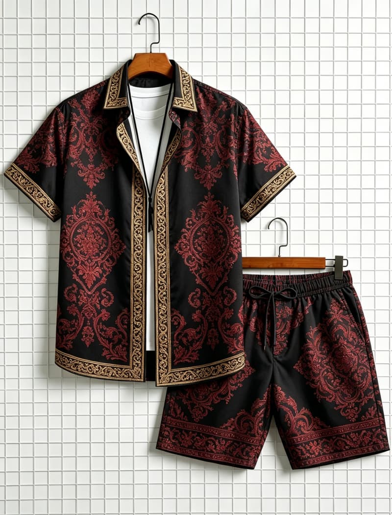 Men's ethnic border printed sh - Summer Clothing Trend ulasan dan harga