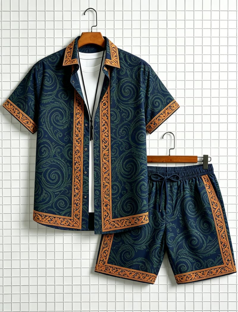 Men's ethnic border printed sh - Summer Clothing Trend ulasan dan harga