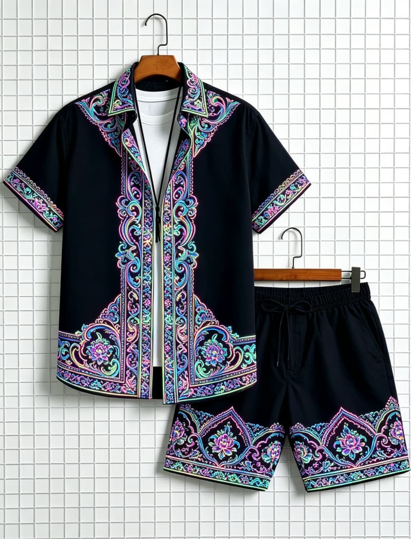 Men's ethnic border printed sh - Summer Clothing Trend ulasan dan harga