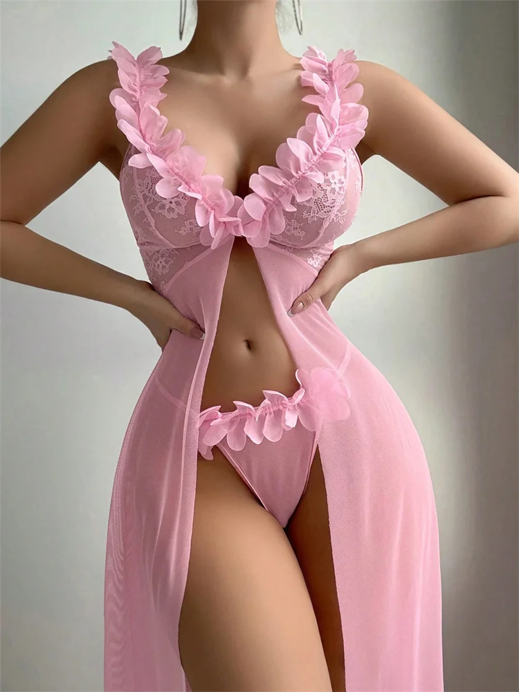Pink Floral Sexy Nighties Wome - Summer Clothing Elegant ulasan dan harga