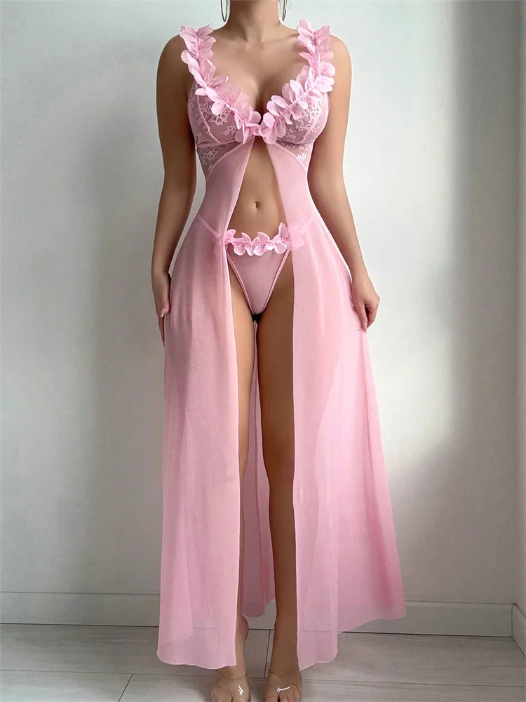 Pink Floral Sexy Nighties Wome - Summer Clothing Elegant ulasan dan harga