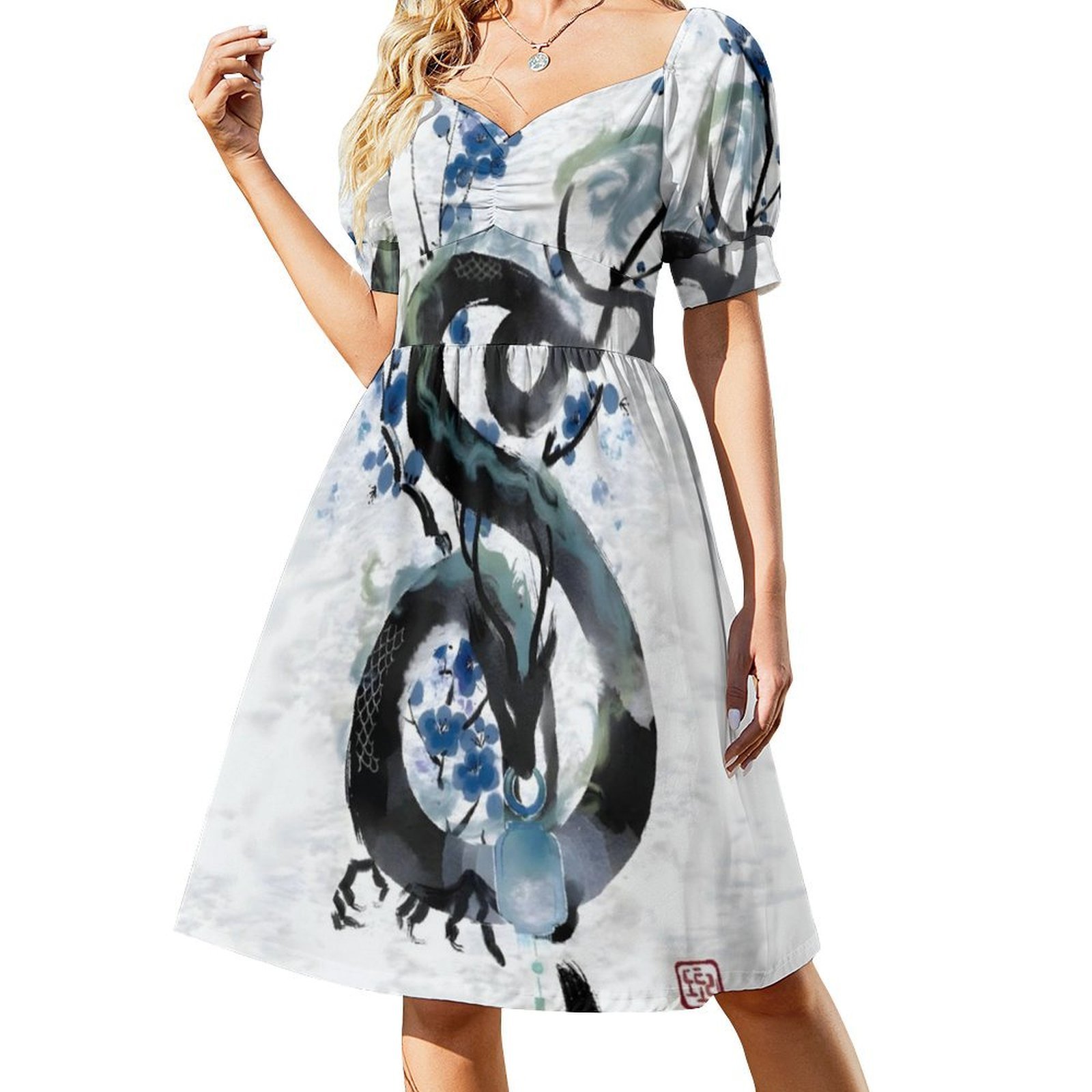Japanese Blue Night Dragon Ink - Summer Nights Clothing ulasan dan harga