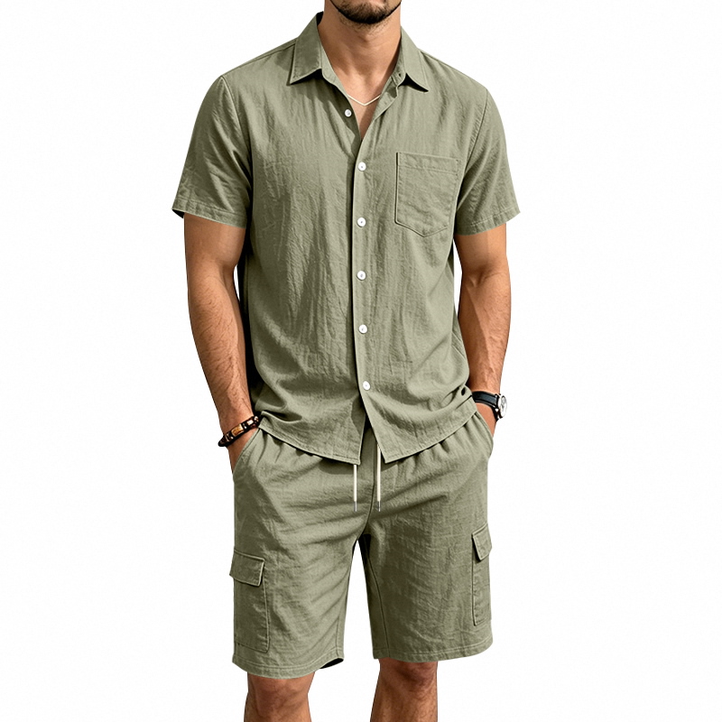 Men Summer American Linen Two  - Summer Clothing Trend ulasan dan harga