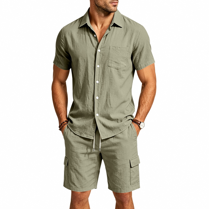 Men Summer American Linen Two  - Summer Clothing Trend ulasan dan harga